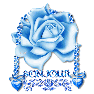 Gif animé bonjour rose bleue